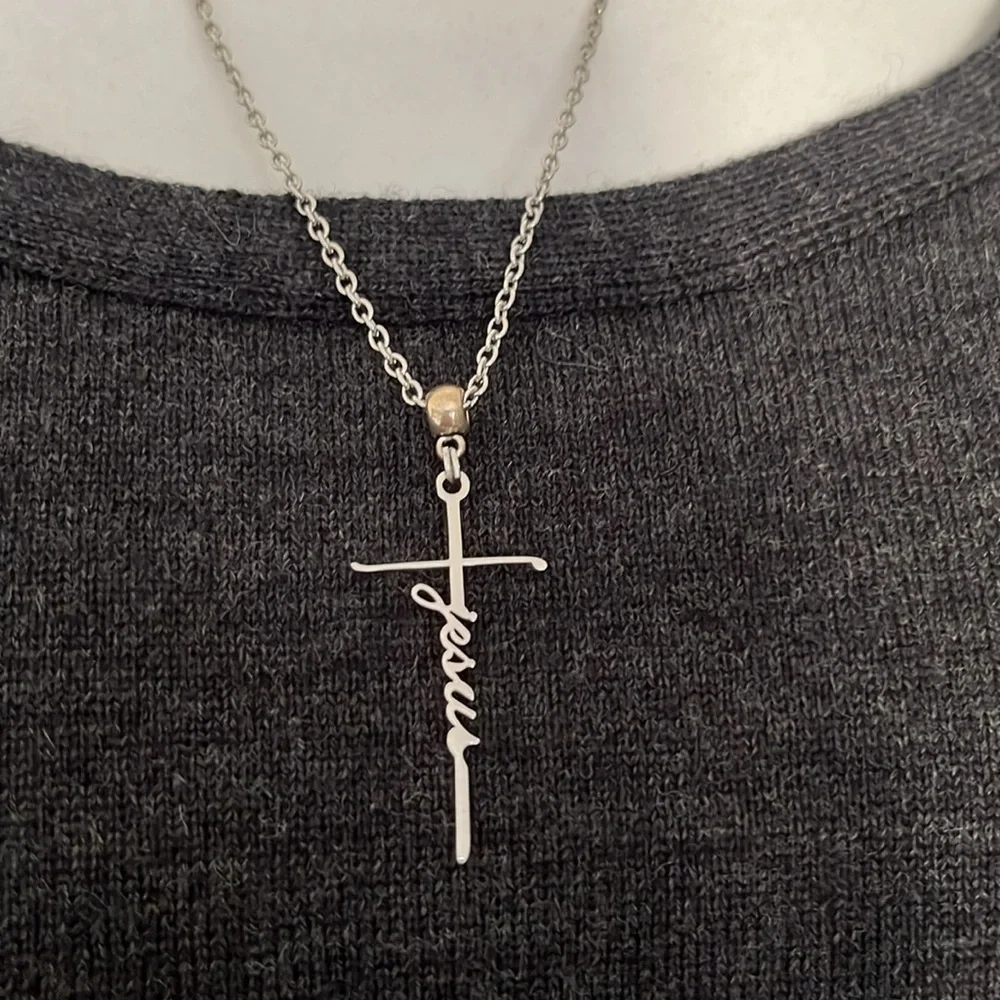 God Jesus Lord Cross Stainless Steel Necklace